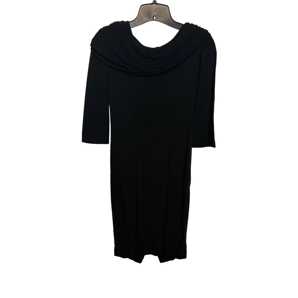 Zelda Black Draped Sheath Dress Women's 2 Made USA Cocktail Evening Elegant - Picture 2 of 6